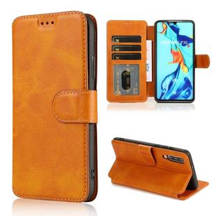 For Huawei P30 Calf Texture Magnetic Buckle Horizontal Flip Leather Case with Holder & Card Slots & Wallet & Photo Frame(Khaki)