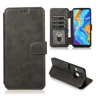 For Huawei P30 Lite Calf Texture Magnetic Buckle Horizontal Flip Leather Case with Holder & Card Slots & Wallet & Photo Frame(Black)
