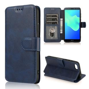 For Huawei Y5 2018 Calf Texture Magnetic Buckle Horizontal Flip Leather Case with Holder & Card Slots & Wallet & Photo Frame(Blue)