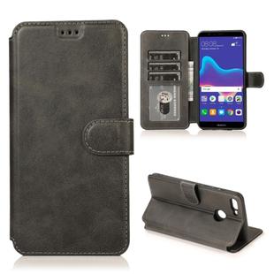 For Huawei Y9 2018 Calf Texture Magnetic Buckle Horizontal Flip Leather Case with Holder & Card Slots & Wallet & Photo Frame(Black)