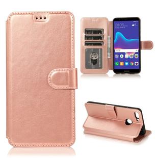 For Huawei Y9 2018 Calf Texture Magnetic Buckle Horizontal Flip Leather Case with Holder & Card Slots & Wallet & Photo Frame(Rose Gold)