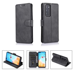 For Huawei P40 Calf Texture Magnetic Buckle Horizontal Flip Leather Case with Holder & Card Slots & Wallet & Photo Frame(Black)