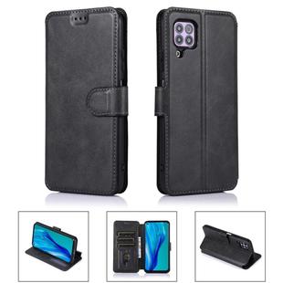 For Huawei P40 Lite Calf Texture Magnetic Buckle Horizontal Flip Leather Case with Holder & Card Slots & Wallet & Photo Frame(Black)