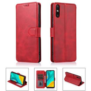 For Huawei Enjoy 10e Calf Texture Magnetic Buckle Horizontal Flip Leather Case with Holder & Card Slots & Wallet & Photo Frame(Red)