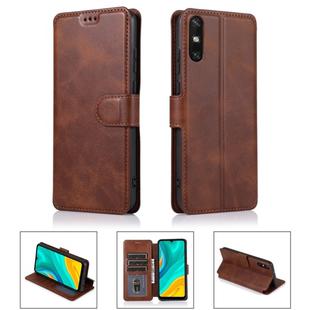 For Huawei Enjoy 10e Calf Texture Magnetic Buckle Horizontal Flip Leather Case with Holder & Card Slots & Wallet & Photo Frame(Coffee)