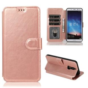 For Huawei Mate 10 Lite / Maimang 6 Calf Texture Magnetic Buckle Horizontal Flip Leather Case with Holder & Card Slots & Wallet & Photo Frame(Rose Gold)