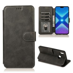 For Huawei Honor 8X Calf Texture Magnetic Buckle Horizontal Flip Leather Case with Holder & Card Slots & Wallet & Photo Frame(Black)