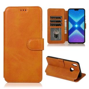For Huawei Honor 8X Calf Texture Magnetic Buckle Horizontal Flip Leather Case with Holder & Card Slots & Wallet & Photo Frame(Khaki)