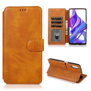 For Huawei Honor 9X Calf Texture Magnetic Buckle Horizontal Flip Leather Case with Holder & Card Slots & Wallet & Photo Frame(Khaki)