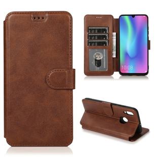 For Huawei Honor 10 Lite Calf Texture Magnetic Buckle Horizontal Flip Leather Case with Holder & Card Slots & Wallet & Photo Frame(Coffee)