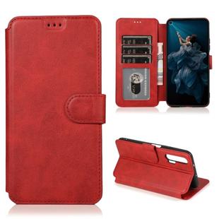 For Huawei Honor 20 Pro Calf Texture Magnetic Buckle Horizontal Flip Leather Case with Holder & Card Slots & Wallet & Photo Frame(Red)