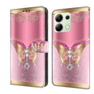 For Xiaomi Redmi Note 13 4G Crystal 3D Shockproof Protective Leather Phone Case(Pink Bottom Butterfly)