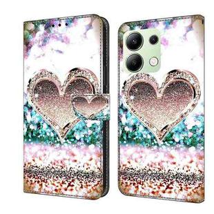 For Xiaomi Redmi Note 13 4G Crystal 3D Shockproof Protective Leather Phone Case(Pink Diamond Heart)