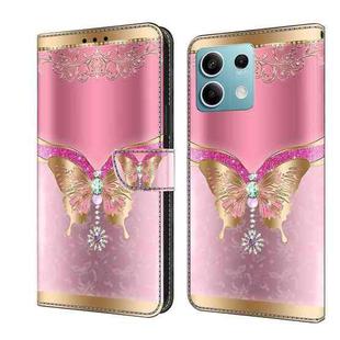 For Xiaomi Redmi Note 13  5G Crystal 3D Shockproof Protective Leather Phone Case(Pink Bottom Butterfly)