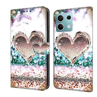 For Xiaomi Redmi Note 13  5G Crystal 3D Shockproof Protective Leather Phone Case(Pink Diamond Heart)