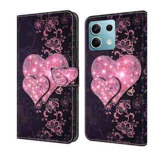 For Xiaomi Redmi Note 13  5G Crystal 3D Shockproof Protective Leather Phone Case(Lace Love)