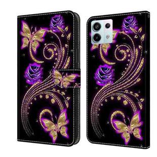 For Xiaomi Redmi Note 13 Pro 5G Crystal 3D Shockproof Protective Leather Phone Case(Purple Flower Butterfly)