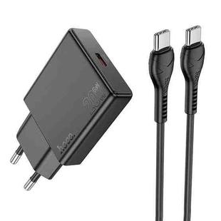 Hoco N37 Delgado PD20W USB-C / Type-C Single Port Charger Set with Type-C to Type-C Cable, EU Plug(Black)