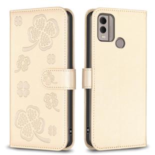 For Nokia C22 Four-leaf Embossed Leather Phone Case(Gold)