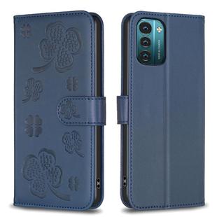 For Nokia G11 / G21 Four-leaf Embossed Leather Phone Case(Blue)
