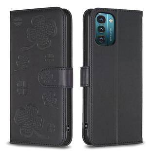 For Nokia G11 / G21 Four-leaf Embossed Leather Phone Case(Black)