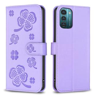 For Nokia G11 / G21 Four-leaf Embossed Leather Phone Case(Purple)