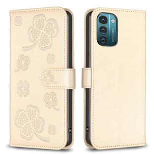 For Nokia G11 / G21 Four-leaf Embossed Leather Phone Case(Gold)