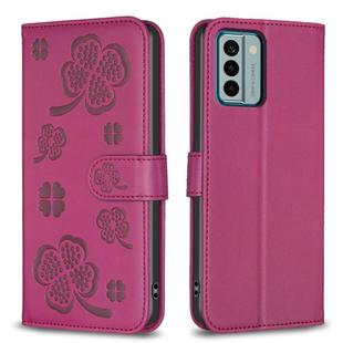 For Nokia G22 Four-leaf Embossed Leather Phone Case(Rose Red)