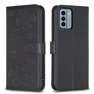 For Nokia G22 Four-leaf Embossed Leather Phone Case(Black)