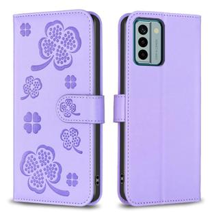 For Nokia G22 Four-leaf Embossed Leather Phone Case(Purple)