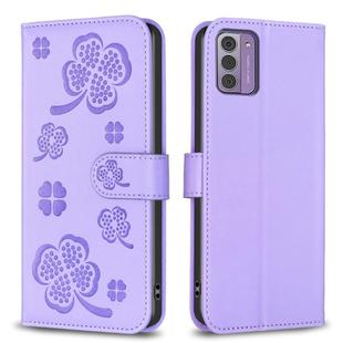 For Nokia G42 / G310 Four-leaf Embossed Leather Phone Case(Purple)