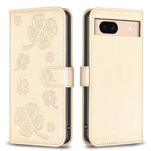 For Google Pixel 8a Four-leaf Embossed Leather Phone Case(Gold)