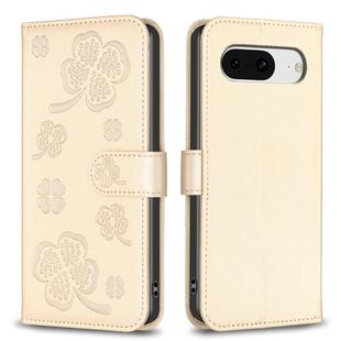 For Google Pixel 8 Four-leaf Embossed Leather Phone Case(Gold)
