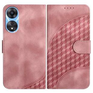 For OPPO A58 4G YX0060 Elephant Head Embossed Phone Leather Case with Lanyard(Pink)