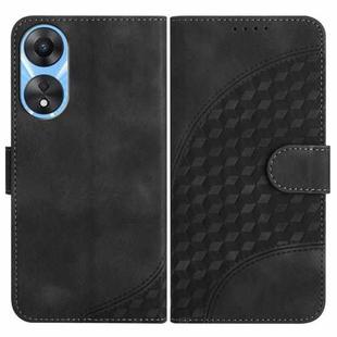 For OPPO A58 4G YX0060 Elephant Head Embossed Phone Leather Case with Lanyard(Black)