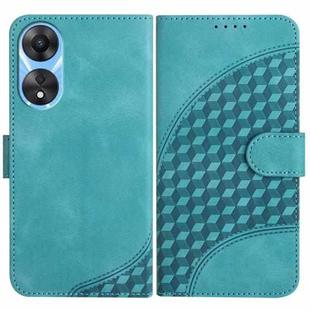 For OPPO A58 4G YX0060 Elephant Head Embossed Phone Leather Case with Lanyard(Light Blue)