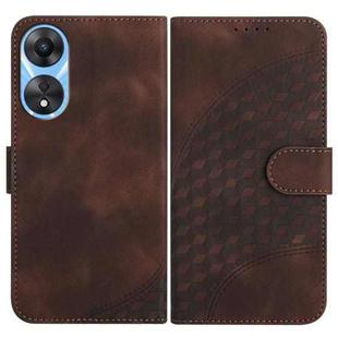For OPPO A58 4G YX0060 Elephant Head Embossed Phone Leather Case with Lanyard(Coffee)