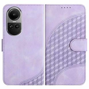 For OPPO Reno10 Pro 5G/Reno10 5G Global YX0060 Elephant Head Embossed Phone Leather Case with Lanyard(Light Purple)
