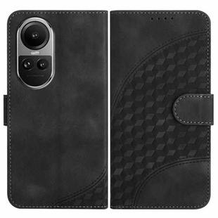 For OPPO Reno10 Pro 5G/Reno10 5G Global YX0060 Elephant Head Embossed Phone Leather Case with Lanyard(Black)