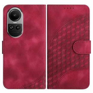 For OPPO Reno10 Pro 5G/Reno10 5G Global YX0060 Elephant Head Embossed Phone Leather Case with Lanyard(Rose Red)