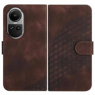 For OPPO Reno10 Pro 5G/Reno10 5G Global YX0060 Elephant Head Embossed Phone Leather Case with Lanyard(Coffee)