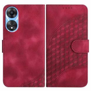 For OPPO A78 4G YX0060 Elephant Head Embossed Phone Leather Case with Lanyard(Rose Red)