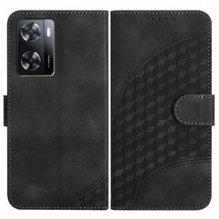 For OPPO A57 4G YX0060 Elephant Head Embossed Phone Leather Case with Lanyard(Black)