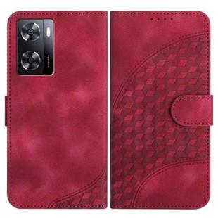 For OPPO A57 4G YX0060 Elephant Head Embossed Phone Leather Case with Lanyard(Rose Red)