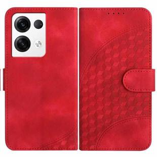 For OPPO Reno8 Pro 5G Global YX0060 Elephant Head Embossed Phone Leather Case with Lanyard(Red)