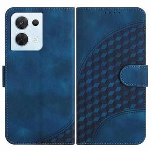 For OPPO Reno8 5G Global YX0060 Elephant Head Embossed Phone Leather Case with Lanyard(Royal Blue)