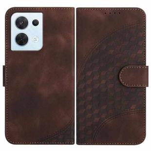 For OPPO Reno8 5G Global YX0060 Elephant Head Embossed Phone Leather Case with Lanyard(Coffee)