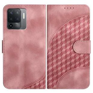 For OPPO A94 4G/F19 Pro 4G/Reno5 F 4G/Reno5 Lite YX0060 Elephant Head Embossed Phone Leather Case with Lanyard(Pink)