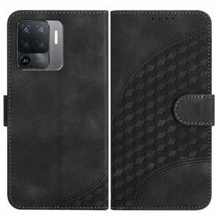 For OPPO A94 4G/F19 Pro 4G/Reno5 F 4G/Reno5 Lite YX0060 Elephant Head Embossed Phone Leather Case with Lanyard(Black)