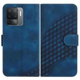 For OPPO A94 4G/F19 Pro 4G/Reno5 F 4G/Reno5 Lite YX0060 Elephant Head Embossed Phone Leather Case with Lanyard(Royal Blue)